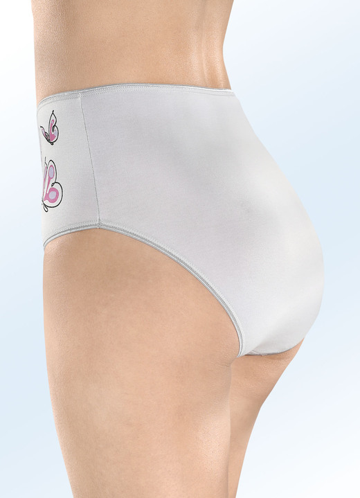 Slips - Dreierpack Slips mit Schmetterlingsmotiv, in Größe 038 bis 056, in Farbe GRAU-BUNT Ansicht 2
