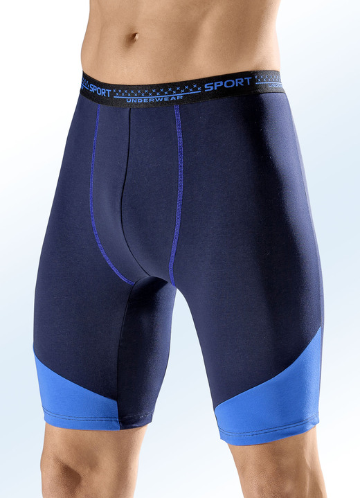 Pants & Boxershorts - Dreierpack Longpants mit Einsätzen, in Farbe 2X NAVY-ROYALBLAU, 1X SCHWARZ-ROYALBLAU