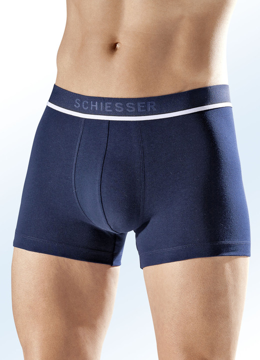 Pants & Boxershorts - Schiesser Dreierpack Pants mit Elastikbund, in Größe 004 bis 008, in Farbe 1X MARINE, 1X ROT, 1X GRAU MELIERT Ansicht 1