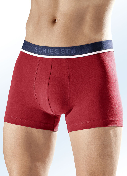 Pants & Boxershorts - Schiesser Dreierpack Pants mit Elastikbund, in Größe 004 bis 008, in Farbe 1X MARINE, 1X ROT, 1X GRAU MELIERT Ansicht 2