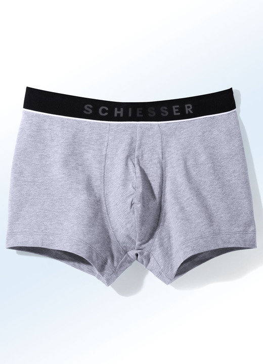 Pants & Boxershorts - Schiesser Dreierpack Pants mit Elastikbund, in Größe 004 bis 008, in Farbe 1X MARINE, 1X ROT, 1X GRAU MELIERT Ansicht 5
