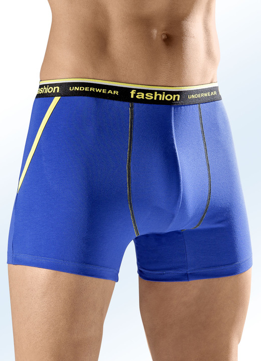 Pants & Boxershorts - Viererpack Pants mit Elastikbund, in Größe 004 bis 010, in Farbe 2X ROYALBLAU-GELB, 2X SCHWARZ-ROT