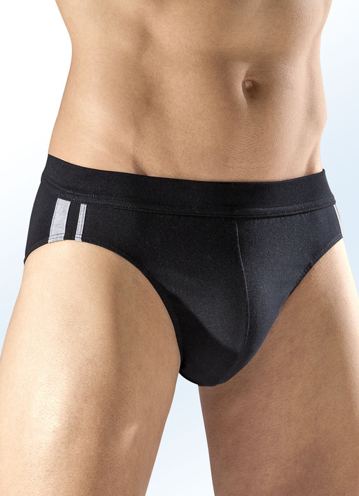 Slips & Unterhosen - Schiesser Dreierpack Slips mit Kontraststreifen, in Größe 004 bis 010, in Farbe 1X MARINE, 1X GRAU MELIERT, 1X SCHWARZ Ansicht 2