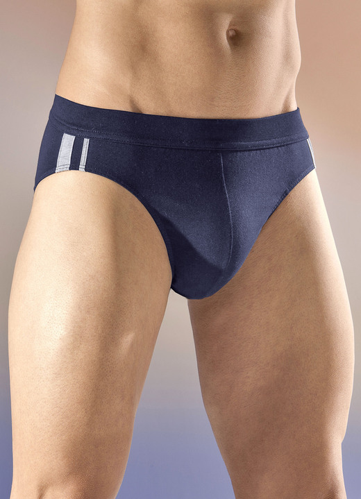 Slips & Unterhosen - Schiesser Dreierpack Slips mit Kontraststreifen, in Größe 004 bis 010, in Farbe 1X MARINE, 1X GRAU MELIERT, 1X SCHWARZ Ansicht 1