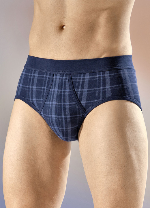 Slips & Unterhosen - Schiesser Zweierpack Slips mit Karodessin, in Größe 005 bis 010, in Farbe DUNKELBLAU Ansicht 2