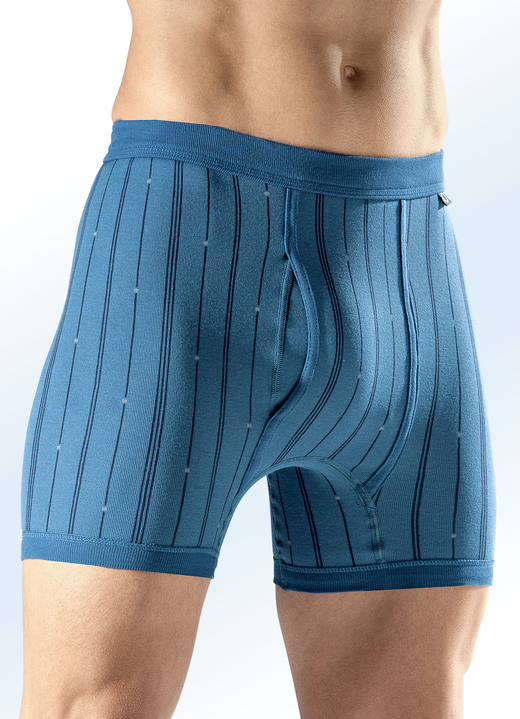 Slips & Unterhosen - Pfeilring Dreierpack Unterhosen mit Streifendessin, in Größe 005 bis 014, in Farbe 2X SMARAGD-NAVY, 1X NAVY-HELLGRAU