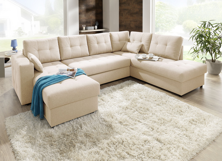 Polsterecken - Polstermöbel mit Bettfunktion, in Farbe BEIGE, in Ausführung Wohnlandschaft 160x302x198 cm Ansicht 1