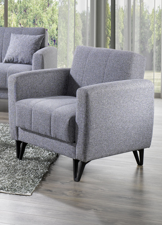 Polstergruppen - Moderne Polstermöbel mit Kippfunktion, in Farbe CREME, in Ausführung Dreisitzer Ansicht 3