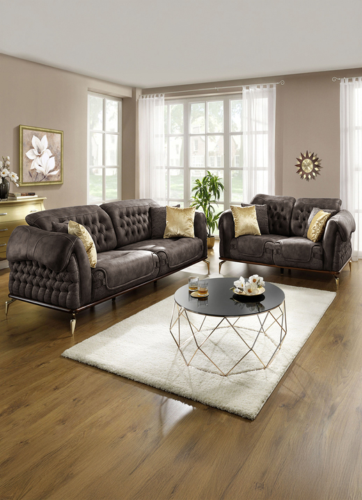 Polstergruppen - Prachtvollen Polstermöbel mit komfortabler Nosagfederung, in Farbe CREME, in Ausführung Zweisitzer Ansicht 5