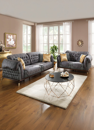 Polstergruppen - Prachtvollen Polstermöbel mit komfortabler Nosagfederung, in Farbe CREME, in Ausführung Zweisitzer