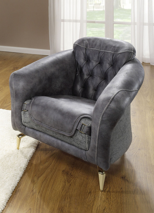 Polstergruppen - Prachtvollen Polstermöbel mit komfortabler Nosagfederung, in Farbe CREME, in Ausführung Zweisitzer Ansicht 4