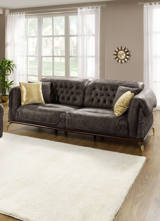 Polstergruppen - Prachtvollen Polstermöbel mit komfortabler Nosagfederung, in Farbe CREME, in Ausführung Zweisitzer Ansicht 2