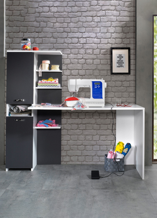 - Schreibtisch mit Schrank, in Farbe WEISS-ANTHRAZIT