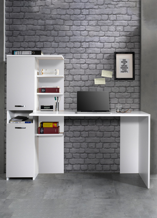 - Schreibtisch mit Schrank, in Farbe WEISS