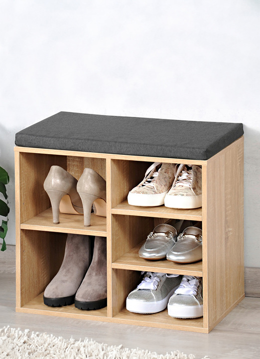 Kleinmöbel - Schuhbank mit Sitzkissen, in Farbe BLAU Ansicht 2