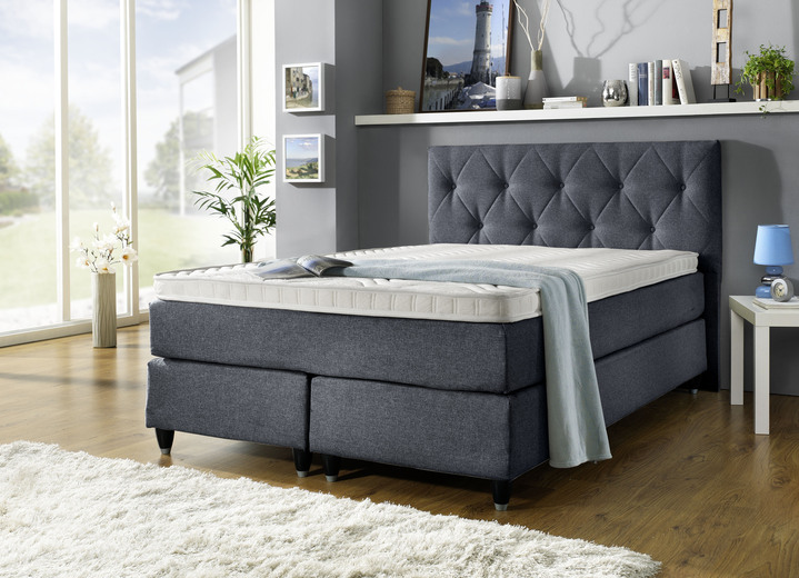 - Boxspringbett mit gepolstertem Kopfteil, in Farbe ANTHRAZIT