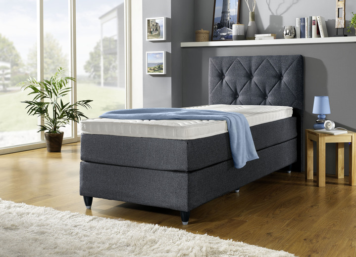 - Boxspringbett mit gepolstertem Kopfteil, in Farbe ANTHRAZIT