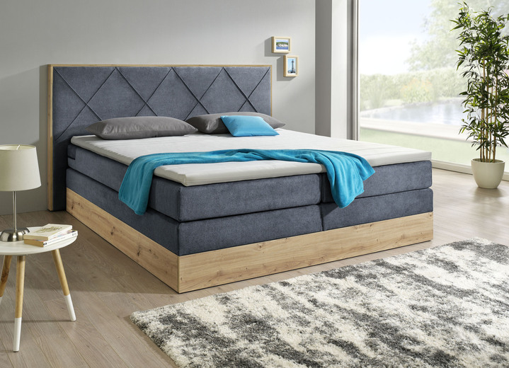 - Boxspringbett mit Bettkasten und Topper, in Farbe BLAU-GRAU Ansicht 1