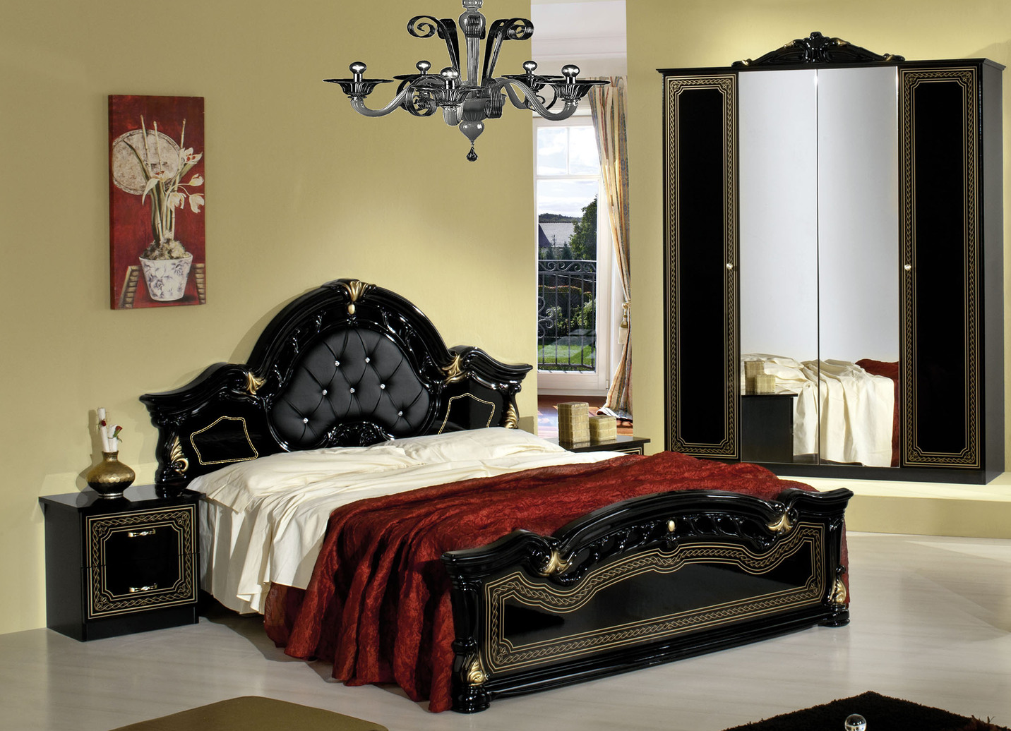 Schlafzimmer-Set, 4-teilig, mit Hochglanz-Oberfläche - Betten | BADER