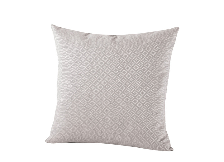 Dekokissen & Hüllen - Hochwertige, jacquard-gewebte Kissenbezüge, in Größe 105 (Kissenbezug, 40x40 cm) bis 110 (Kissenbezug, 50x50 cm), in Farbe NATUR, in Ausführung Raute klein Ansicht 1