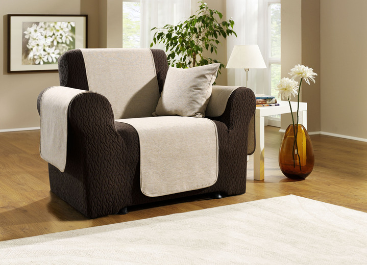 Sessel- & Sofaüberwürfe - Wohnaccessoires mit Anti-Rutsch-Beschichtung, in Größe 101 (Sesselschoner, 50x150 cm) bis 905 (2 Kissenbezüge, 40x 40 cm), in Farbe BEIGE Ansicht 1