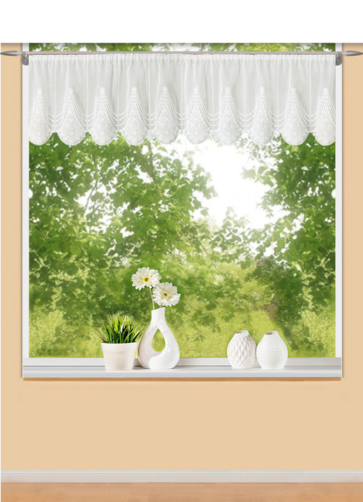 - Edler Querbehang mit Universalschienenband, in Größe 827 (H35xB144 cm) bis 842 (H35xB400 cm), in Farbe ECRU Ansicht 1