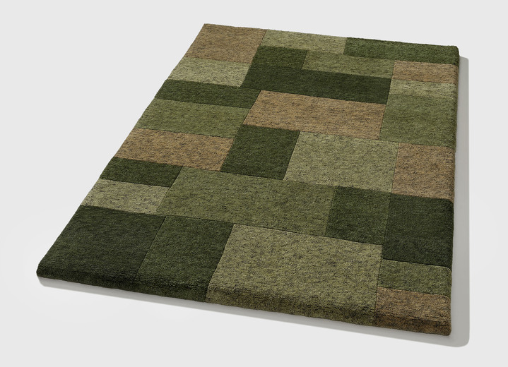 Modern - Traditionell handgeknüpfte Brücken und Teppiche , in Größe 103 (Brücke, 60x 90 cm) bis 292 (Teppich, 250x350 cm), in Farbe GRÜN Ansicht 1
