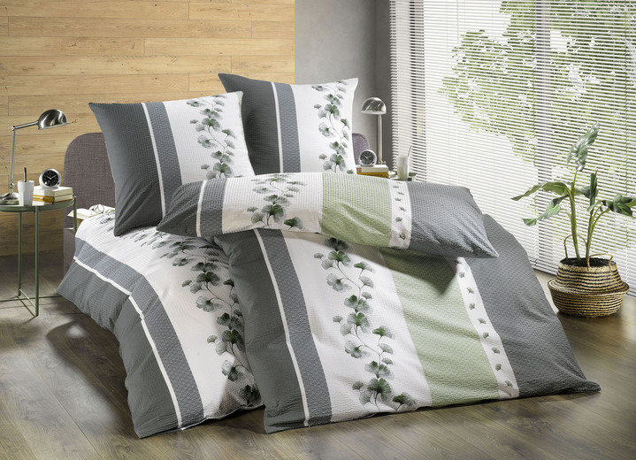 Janine - Bettwäsche-Garnitur mit Reißverschluss, in Größe 112 (80/80 cm + 135/200 cm) bis 115 (80/80 cm + 155/220 cm), in Farbe GRÜN Ansicht 2