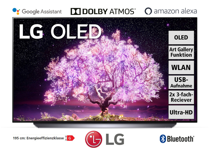 Fernseher - LG 4K-OLED-Fernseher mit 2 integrierten 3-fach-HD-Receivern, in Farbe SCHWARZ Ansicht 1