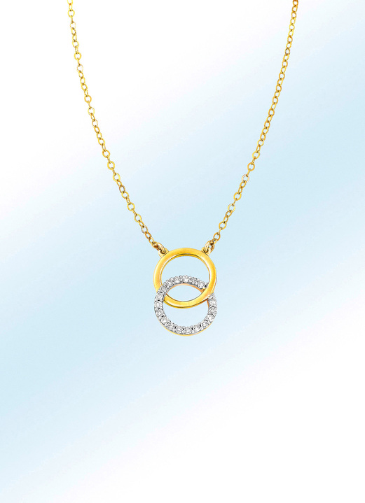 Halsketten - Moderne Halskette mit 18 Diamanten, in Farbe