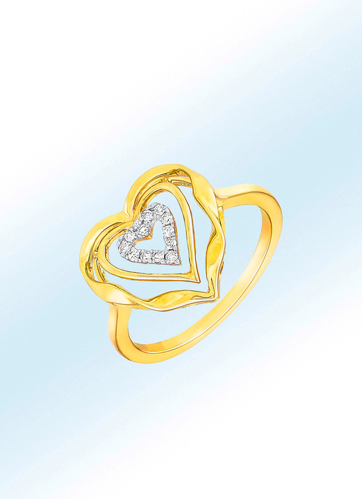 Ringe - Herz-Damenring mit Diamanten, in Größe 160 bis 220, in Farbe