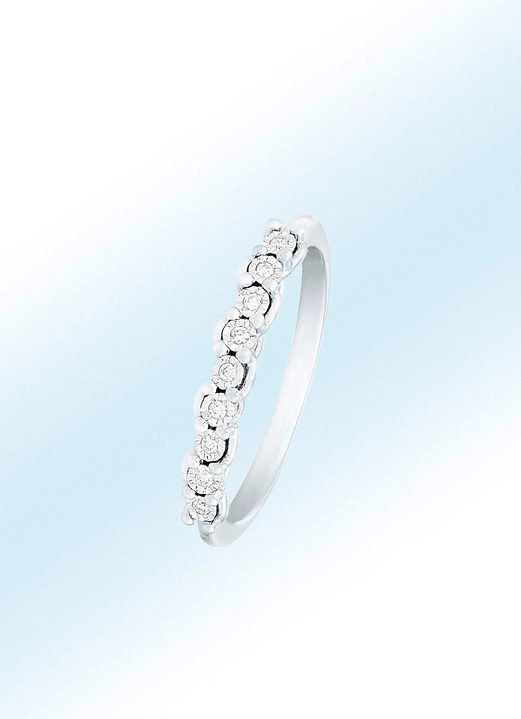Ringe - Zarter Damenring mit 9 Brillanten, in Größe 160 bis 220, in Farbe