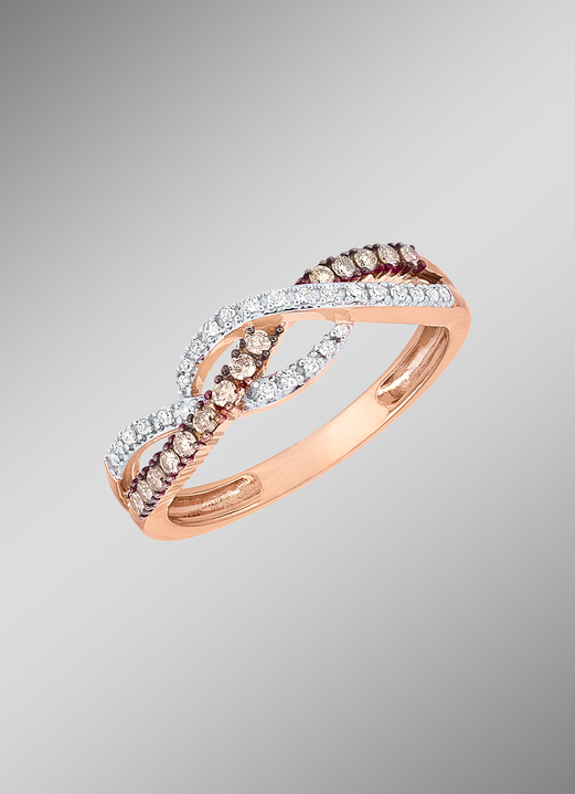 Ringe - Verspielter Damenring in Roségold mit Brillanten, in Größe 160 bis 220, in Farbe  Ansicht 1