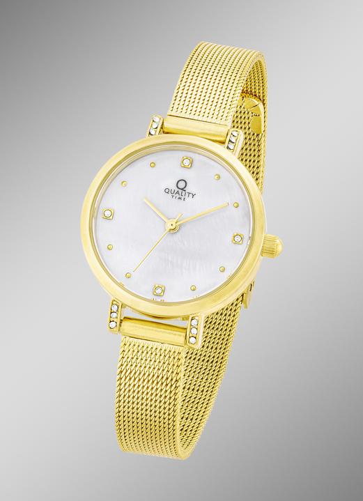 Quartzuhren - Quality Time Quartz Damenuhr - Die Uhr für besondere Momente, in Farbe , in Ausführung Gelbgoldfarben Ansicht 1