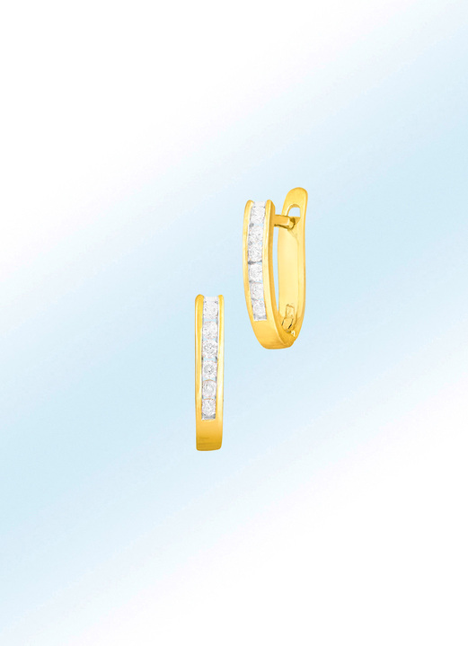 Ohrschmuck - Klassische Creolen mit Brillanten, in Farbe