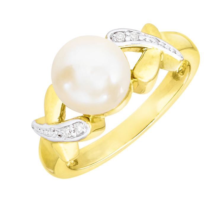Ringe - Edler Damenring mit Diamanten und  Akoya-Perle Ansicht 2 Ringe - Edler Damenring mit Diamanten und  Akoya-Perle, in Größe 160 bis 220, in Farbe  Ansicht 2