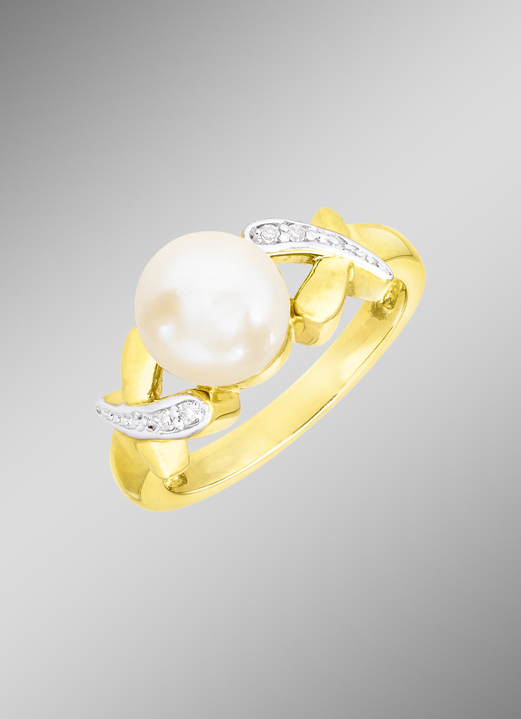 Ringe - Edler Damenring mit Diamanten und  Akoya-Perle, in Größe 160 bis 220, in Farbe  Ansicht 1