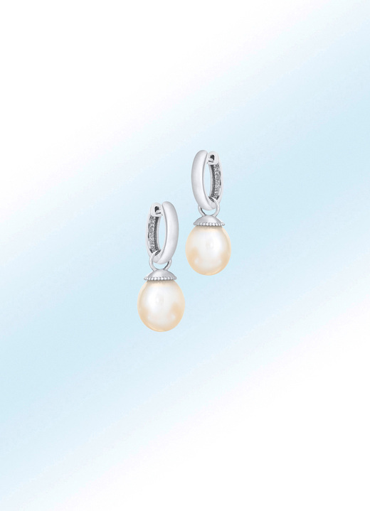 Ohrschmuck - Klassische Klappcreolen mit Süßwasser Zuchtperlen, in Farbe