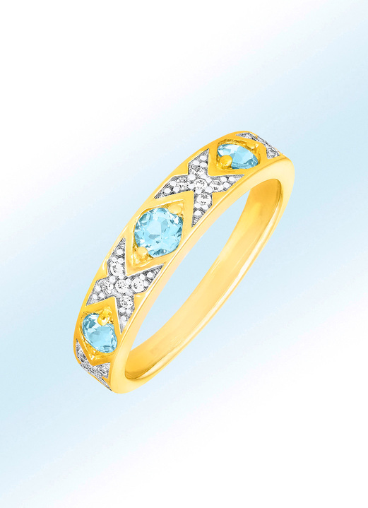 Ringe - Eleganter Damenring mit Blautopas und Zirkonia, in Größe 160 bis 220, in Farbe