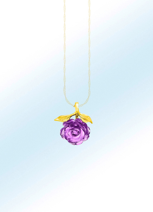 - Romantischer Anhänger Rose mit synth. Amethyst, in Farbe