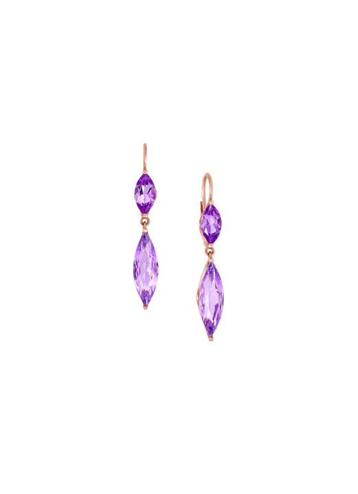 - Rosévergoldete Ohrhänger mit echt Amethyst, in Farbe  Ansicht 2