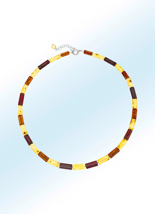 Halsketten - Halskette mit echt Bernstein in Multicolor, in Farbe