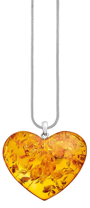 Anhänger - Großer Herz-Anhänger mit echt Bernstein, in Farbe  Ansicht 2