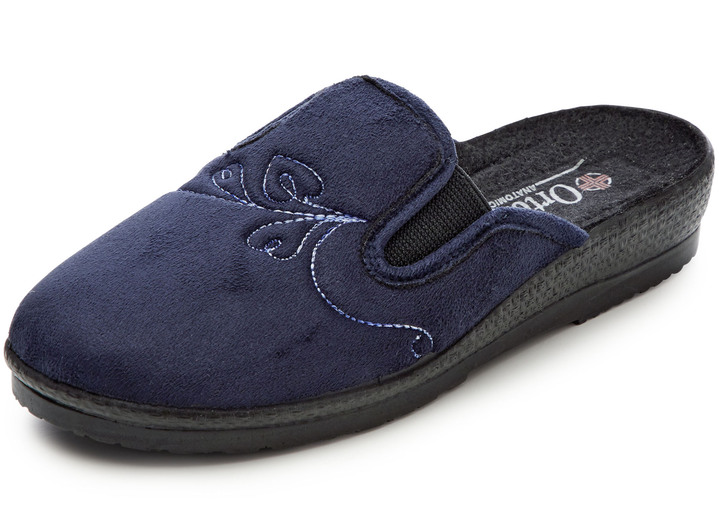 Hausschuhe - Zweierpack, klassische Damen-Hausschuhe, Weite H, mit Gummizug, in Größe 036 bis 041, in Farbe 1x MARINE 1x CHIANTI Ansicht 2