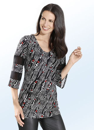 Shirt mit transparenten Netz-Jersey-Einsätzen