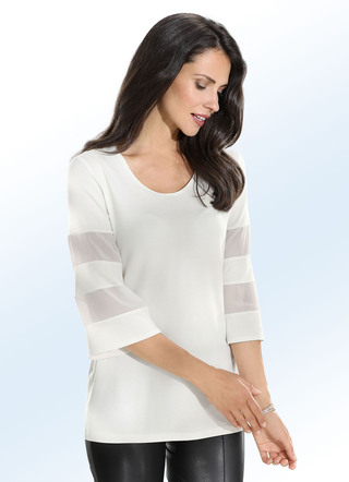 Shirt mit transparenten Chiffon-Einsätzen in 2 Farben