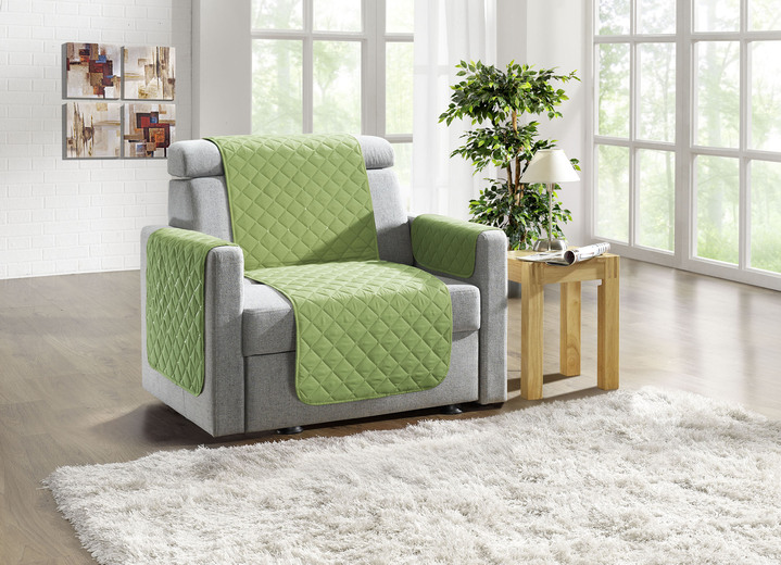 Wohnaccessoires - Wohnaccessoires mit Fleckschutz, in Größe 101 (Sesselschoner, 50/150 cm) bis 865 (2x Armlehnenschoner, 50/ 70 cm), in Farbe GRÜN Ansicht 2