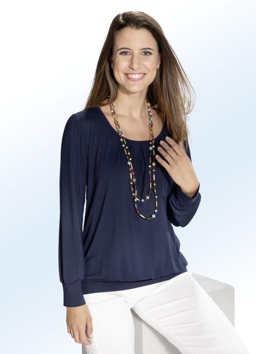 - Shirt-Tunika mit hübscher Fältelung in 2 Farben, in Größe 036 bis 052, in Farbe MARINE