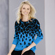 Langarm - Pullover in Jacquard-Dessin, in Größe 036 bis 052, in Farbe AZURBLAU-SCHWARZ