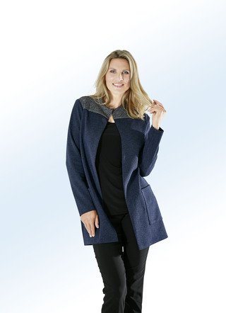 Longjacke mit Fischgrat-Dessin